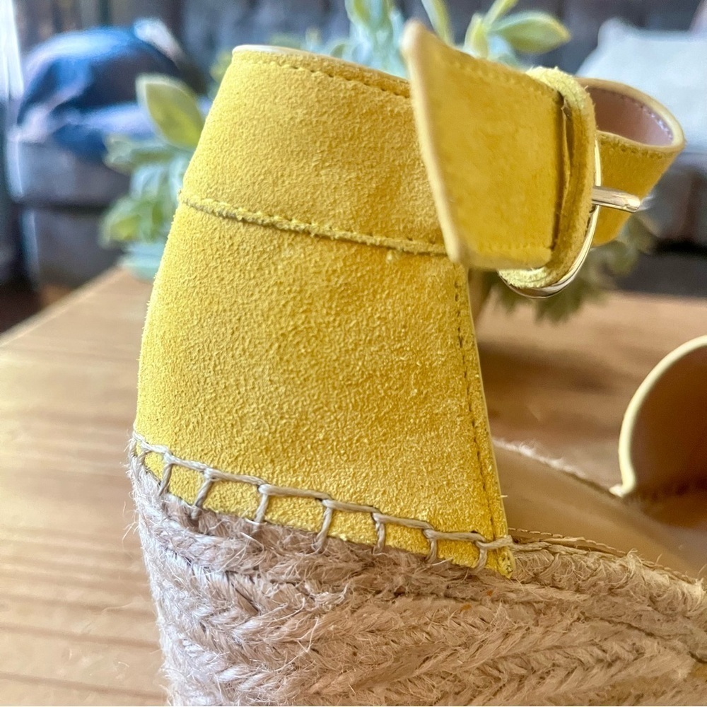 Marc Fisher Sammy Yellow Suede Espadrille Wedge Platform Sandel 9.5 NWOB - Picture 10 of 16